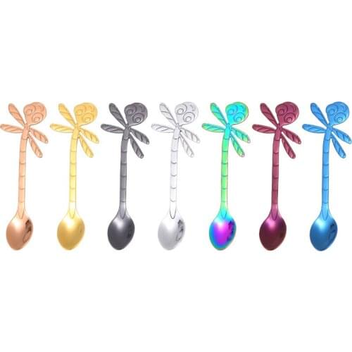 Dragonfly Shape Handle Coffee Mixing Spoon Stainless Steel Ice Cream Dessert Tableware Kitchen Stirring Teaspoon 11.6x1.8cm