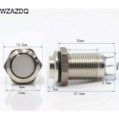 10mm metal button switch lock self lock often open one often closed high head or flat head