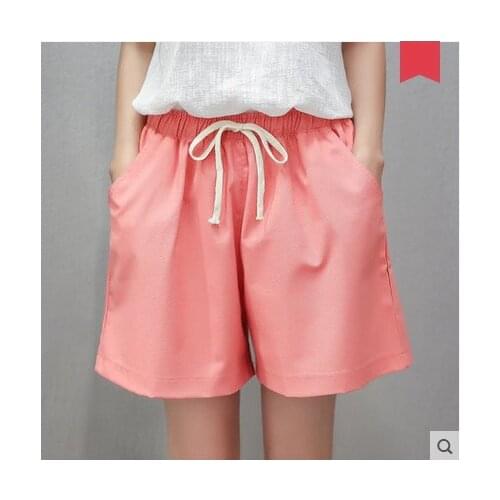 MRMT 2021 Brand New Summer Womens Short Cotton Hemp Loose Waist Wide Legs Short Pants for Female Pants High Waist Casual Short