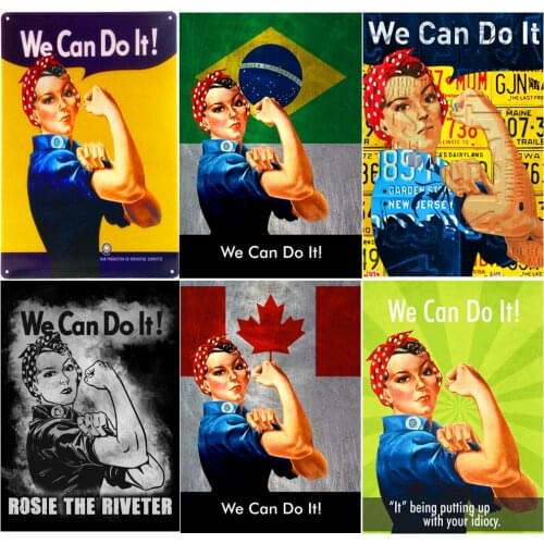 WE Can Do It Vintage Metal Plates Pub Wall Painting Home Decor Bar Tin Signs Sexy Girl Art Poster Beauty Decoration 20*30cm A355
