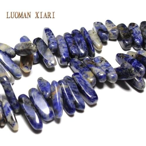 Natural Sodalite Blue-Vein Stone Beads 12-18 mm Irregular Stick Shape Strand 15"DIY Necklace Bracelet For Jewelry Making