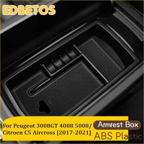 Center Console Organizer For Peugeot 3008 GT 4008 5008 Citroen C5 Aircross 2017-2021, ABS Tray Armrest Storage Box