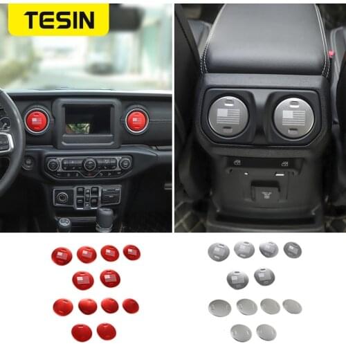 TESIN Car Dashboard Panel Car Rear Armrest Box Air Conditioning Vent Outlet Decoration Cover Ring for Jeep Wrangler JL JT 2018