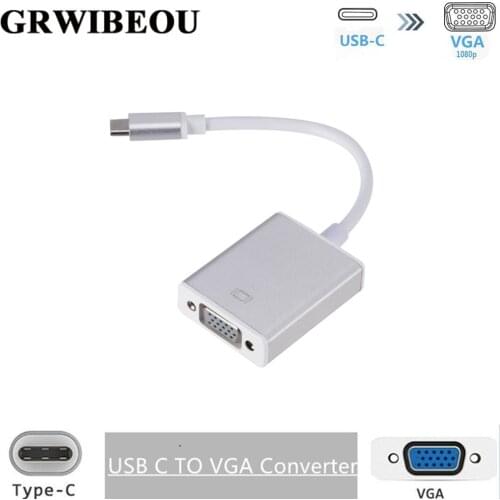 Grwibeou USB 3.1 to VGA Adapter Type C to Female VGA Adapter Cable for New Macbook Surface Pro Hot Sales USB C TO VGA Converter
