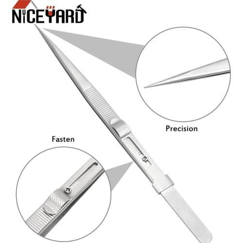 NICEYARD DIY WORK Adjustable Slide Lock Tweezer 165mm Precision Repair Tool for Jewelry Electronic Components Holding Tightly