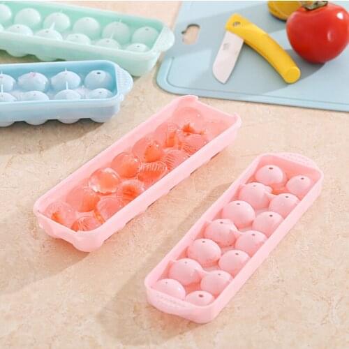 Ice Cube Tray Double-Layer Plastic Ice Tray With Lid DIY Creative Small Ice Cube Mold Round Shape Kitchen Bar Accessories