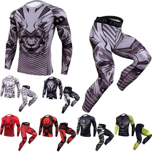 Jogging Suits Sportswear Rashgard Men Sports Compression Pants Gym Clothes Running Shirt Fitness Leggings Tight Jogger Suit