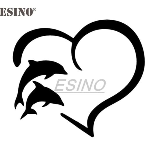 Car Styling Funny Dolphin Love In Heart Car Vinyl Decal Body Stickers PVC Carving Vinyl Decal Car Accessory