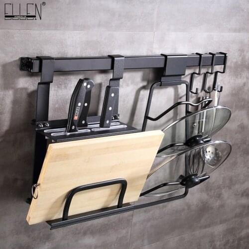 Vidric Kitchen Storage Holders Kitchen Shelf Flavoring Rack Knife Tool holder Black Wall Mounted Kitchen Kitchen Shelf Hook EK88