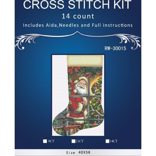 Top Quality Lovely Hot Sell Counted Cross Stitch Kit Old World Holiday Ornaments Similar DMC rw-30015 christmas sock