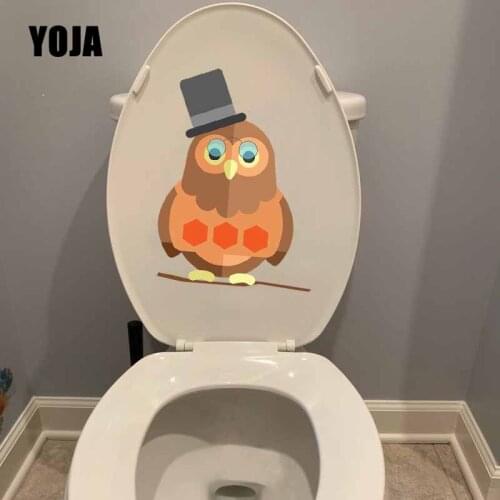 YOJA 16.3X22.3CM WC Toilet Decal Coloured Owl Pattern Wall Sticker Bathroom Home Decor T5-0552
