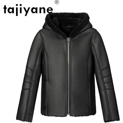 Jacket Genuine Women Leather Winter 100% Wool Fur Coats Woman Real Sheepskin Jackets Hooded Parkas Casacos TN649