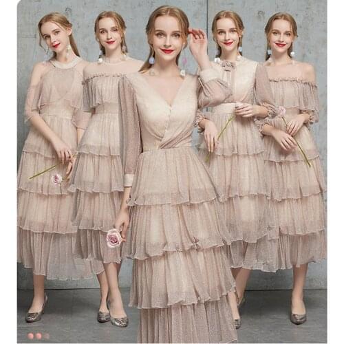 Women formal party evening dress bridesmaid dress sister group skirt wedding girlfriends dress dress female banquet long skirt