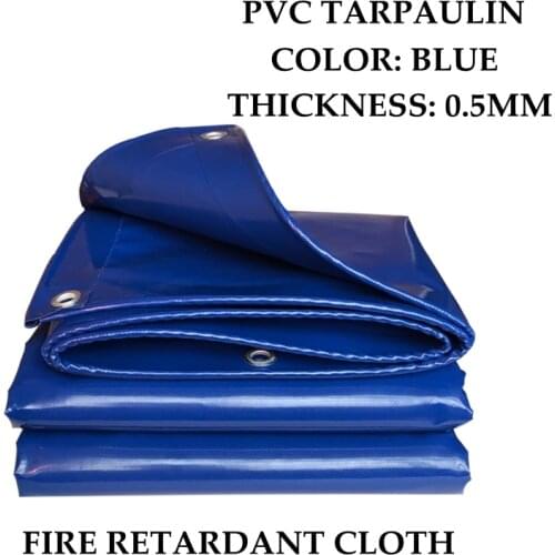 0.5mm Blue PVC Tarpaulin Flame Retardant Grade Rainproof Tarp Garden Plant Balcony Cover Anti-flaming Cloth Forest Fire-proof