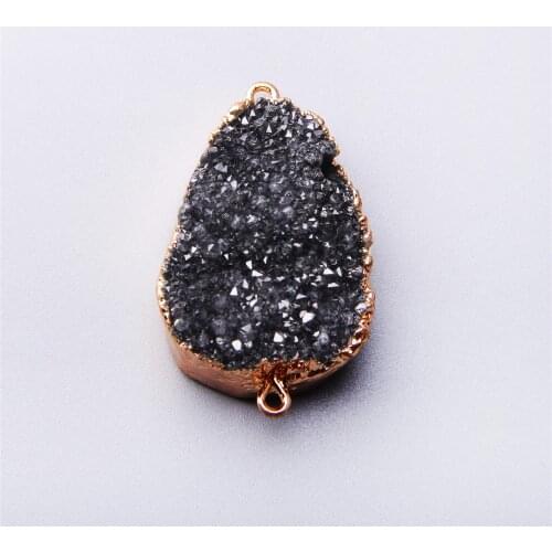 1PC crystal Druzy Quartz natural gray Stone Necklace connect Pendant Jewelry Gold agates Pendant Women Gift Jewelry druzy DIY