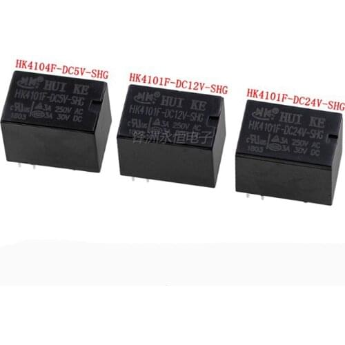 10PCS/Lot HK4101F HK4101F-DC5V-SHG HK4101F-DC12V-SHG HK4101F-DC24V-SHG 5Pin/5P 3A/250V 5V/12V/24V Black Relay