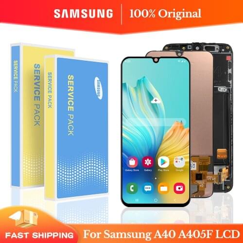 100% Original 5.9" For Samsung A40 2019 A405F LCD display touch Screen Digitizer Assembly with frame replacement repair parts