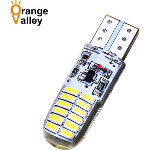 100PCS T10 W5W Car light Bulb 24 3014 LED Silica Light Bulb Super White Clearance Lights 2 Modes Steady and Flash Lights 12V