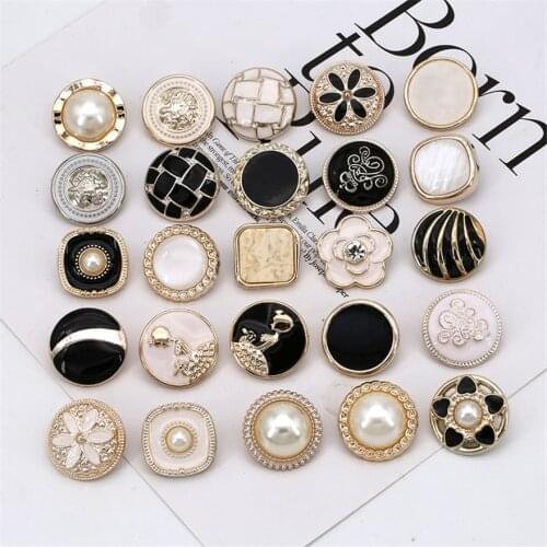 18/21/25mm Gold Pearl Buttons Plastic Shank for Garment Clothing Accessories Fit Sewing Scrapbooking Garment DIY Decoration