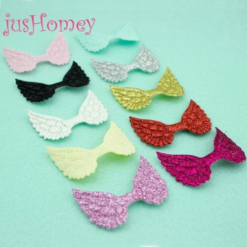 20PCS Glitter Fabric Angel Wings Embossed Angel Doll Wing Patches Cutout Angel Wing Appliques for Baby Shower, Party Decoration