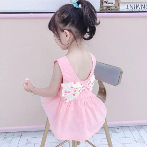 2020 Summer Girls Clothes Set Casual Sleeveless Bow dress+Shorts 2Pcs for Kids Clothes Set Baby Girl Suit