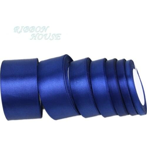 25 yards/roll) Deep Blue Single Face Satin Ribbon Wholesale Gift Wrapping Christmas ribbons