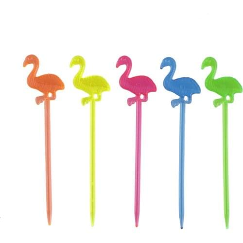 50 Pieces Flamingo Food Picks Buffet Cupcake Fruit Fork Cake Dessert Salad Sticks Cocktail Toothpick Skewer Party Supplies