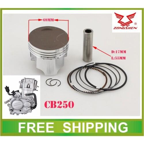 69mm zongshen CB250 zs169fmm water cooled engine piston ring air 65.5mm 250cc atv quad dirt pit bike parts free shipping