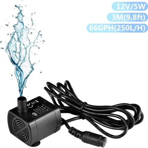 Ultra-quiet Mini Brushless DC/USB Water Pump 5/12V 2.5/5W Lift Submersible Fountain Aquarium Circulating Watering & Irrigation