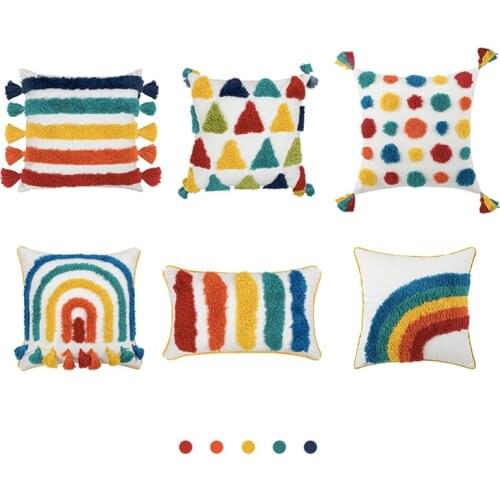 Boho Cushion Cover 30x50 Pillow Covers Decorative Rainbow Pillow Case For Sofa Office Home Decor Luxury Soft Pillowcases 45X45cm