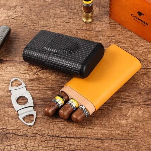 GALINER Cigar Humidor Case Cedar Wood Portable Humidor Box Travel Mini Leather Cigars Box For Cohiba Cigar Accessories