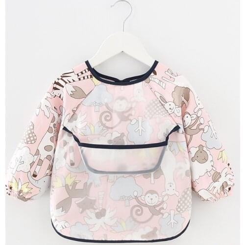 Baby Bibs Waterproof Apron Long Sleeve Art Smock for Kids Protection Feeding Bib