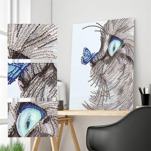 DIY 5D Special Shaped Diamonds Painting Butterfly Cat Animal Pattern Partial Drill Cross Stitch Kits Crystal broderie Art Decor