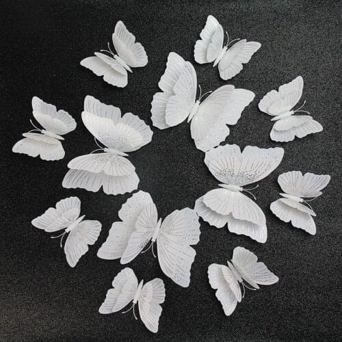 Double-layer 3D Butterfly Wall Sticker for Wedding Decoration Room Butterflies Wall Decor Fridge Art Crystal Magnet Stickers