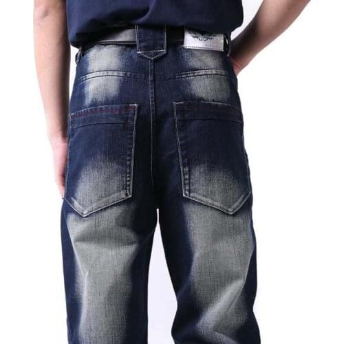 Big size 46 Men Jeans Fashion Hiphop Seasons Jeans Leisure Loose Mens Hip Hop Denim Pants New Baggy Long Trousers Male Bottoms