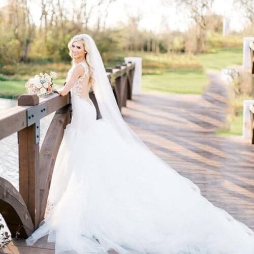 Elegant Wedding Veil Classic Soft Bridal Illusion Tulle Cathedral Length Bridal Veil with Comb Veu De Noiva Longo