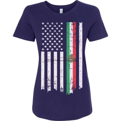 Mexican American Flag Womens Fitted T-Shirt Mexico Descent US Pride