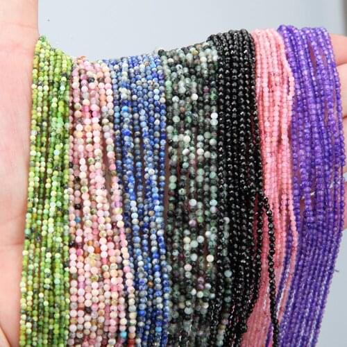 2mm Natural Stone Faceted Beads Agates Quartz Crystal Lazuli Beads for Jewelry Making Bracelet Beadwork DIY Necklace 15