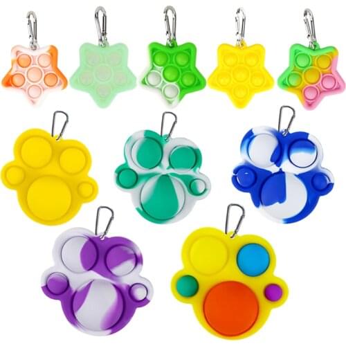 Paw Star Shape Push Bubble Toys Colorful Press Bubble Desktop Educational Toys Kids Interactive Game Squeeze Anti-stress Gift