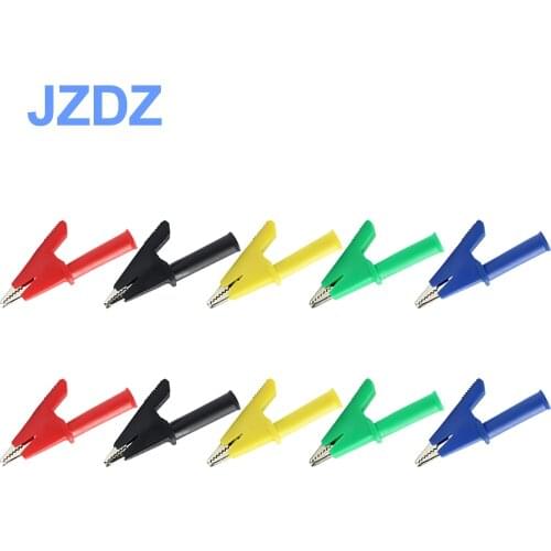 JZDZ 10pcs Crocodile Alligator Clips Safety Test folders For 4mm Banana Plug Five colors J.60049