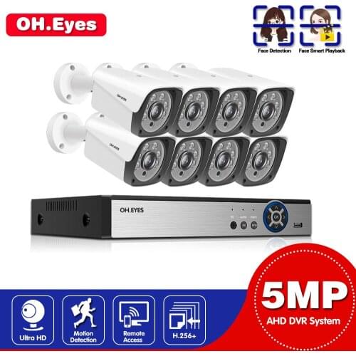H.265 8CH 5MP HDMI AHD DVR NVR Kit Up To 16CH CCTV System 5MP Indoor Outdoor AHD Camera Video Security Surveillance Set