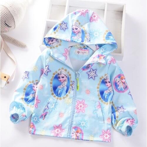 Spring Autumn Baby Girls Cartoon Frozen Elsa Anna Jacket Coats Clothes Kids Fashion Windbreaker Tops Children Girls Outerwear
