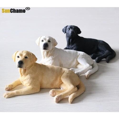 Labrador Dog Simulated Animal Model Collection Vehicle Handicrafts Figurines Miniatures Home Murals Decoration Craft Accessories