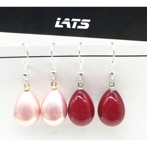 LATS S925 Needle Pearl Drop Earrings for Women Korean Long Red Bride Dangle Earrings Simple Jewelry Hypoallergenic Earings
