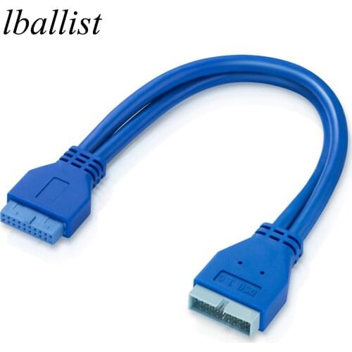 Lballist 25cm MotherBoard 20Pin Male Female to Male Female Extension Cable Foil+Braided Shielded