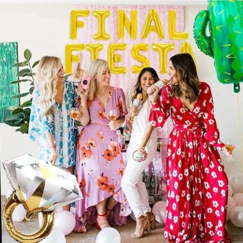 1Set Mexican Party Foil Balloon Final Fiesta Glitter Cactus Banner Bachelorette Party Decor Summer Wedding Birthday Supplies