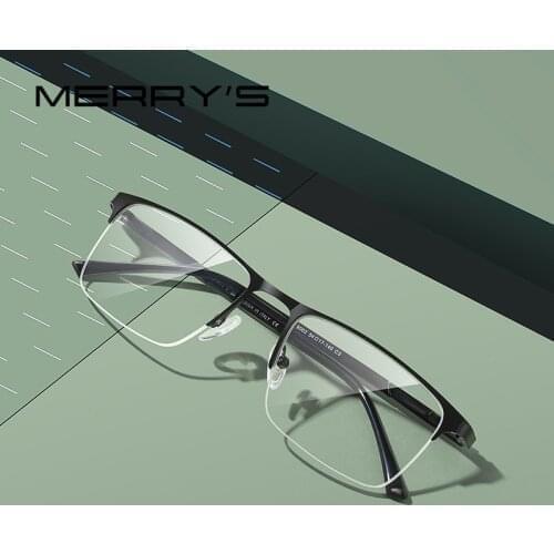 MERRYS DESIGN Men Alloy Glasses Frame Men Square Half Optical Ultralight Myopia Hyperopia Prescription Eyeglasses S2102
