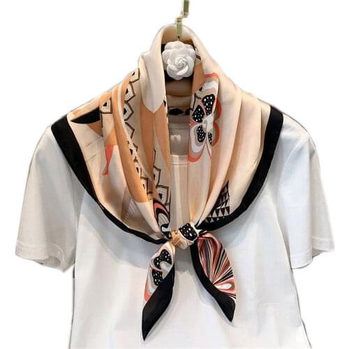 Fashion 2021 new Silk Satin Hair Scarf Women Handkerchief Printed Female Square Head Bandana Small Neck hijab lady girl
