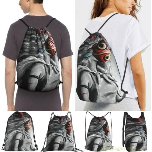 Mononoke Wolf Anime Tra Digital Painting Men Outdoor Travel Gym Bag Waterproof Drawstring Backpack Women Fitness Sackpack Bag