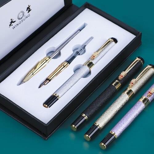 Fountain Pen Set Interchangeable Ballpoint/Fountain Pens Tip Dragon Clip Gift ink Pens for Business Office Supplies Stationery